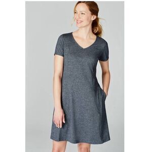 J. Jill Gray A-line Mini Dress with V-neck and Short Sleeves for Casual Work